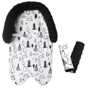 Head Support & Strap Cover for Baby Car Seats, Infant Car Seat Insert for Newborn, Soft Minky Carseat Insert Cushion Pad, Perfect for Carseats, Strollers, Swings