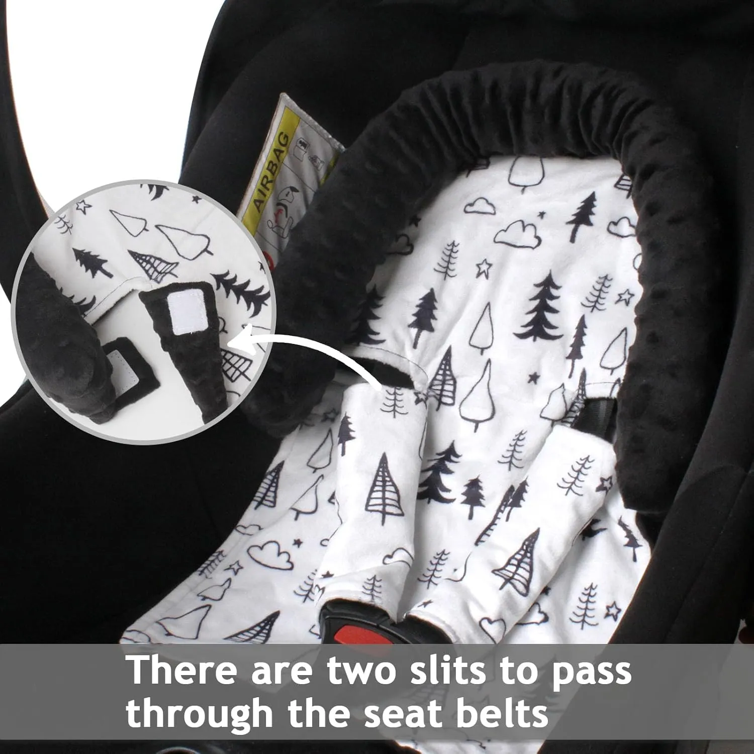 Head Support & Strap Cover for Baby Car Seats, Infant Car Seat Insert for Newborn, Soft Minky Carseat Insert Cushion Pad, Perfect for Carseats, Strollers, Swings