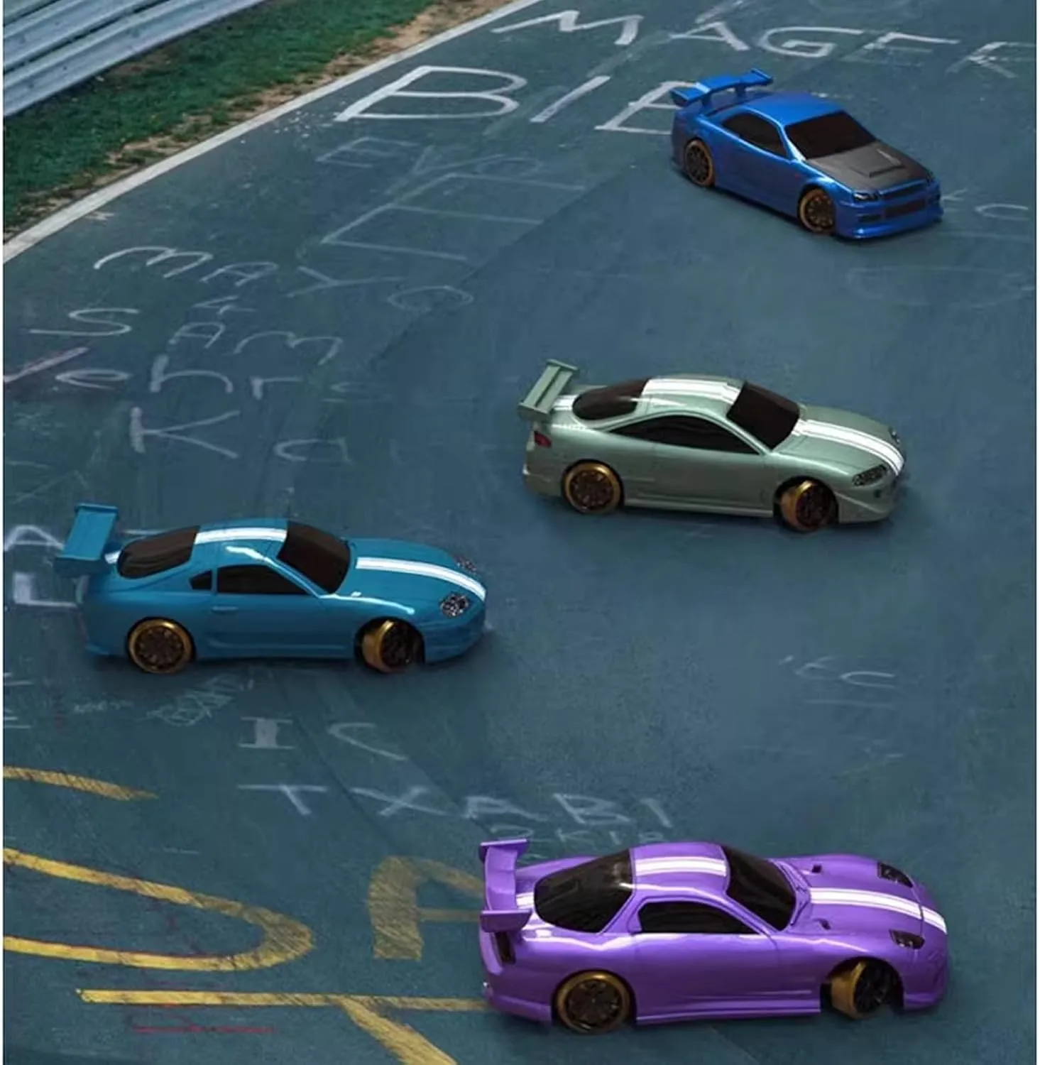 Helidirect 1:76 Scale Drift RC Car, RC Mini Drift Car 1:76 Scale with Gyro Mini Full Proportional P21-SVC Remote Control with 2 Replaceable Body Shell (Dark blueC64)