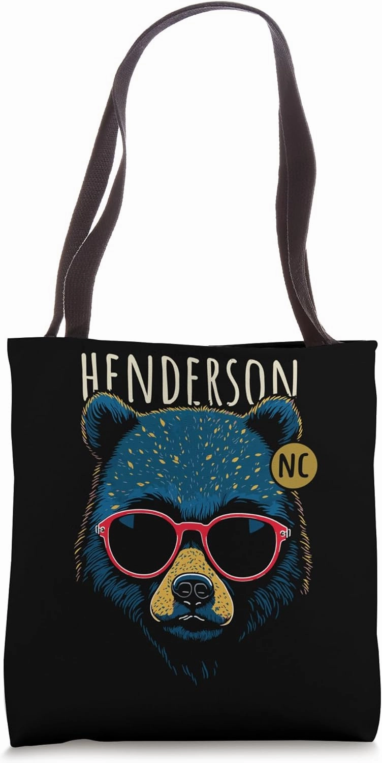 Henderson NC USA Cool Bear Wearing Sunglasses Design Tote Bag