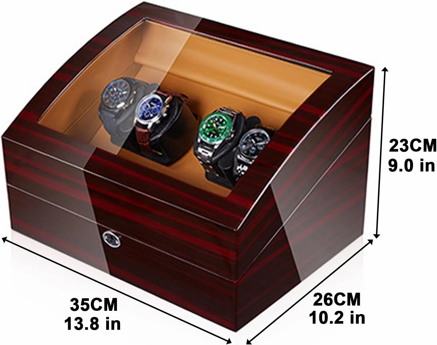 High End Watch Winder for Automatic Watches, Lockable Watch Winders, Blue LED Light & 4 Rotation Mode Setting, Watch Winder Box for Woman Men, 14 x 10 x 9 in (Color : 07)