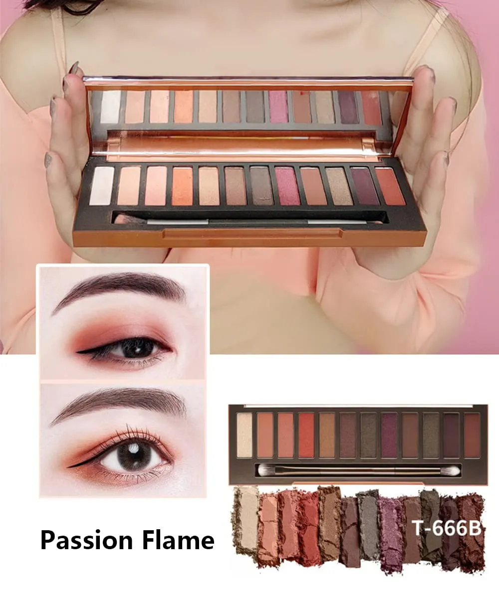 Highly Pigmented Eyeshadow Palette , 12 Colors Matte Shimmer Metallic Eyeshadow Pallet Long Lasting Blendable Natural Colors Waterproof Make Up Eye Shadows Cosmetics Gift Kit-Great for Travel (Grapefruit wIth Eyeliner)