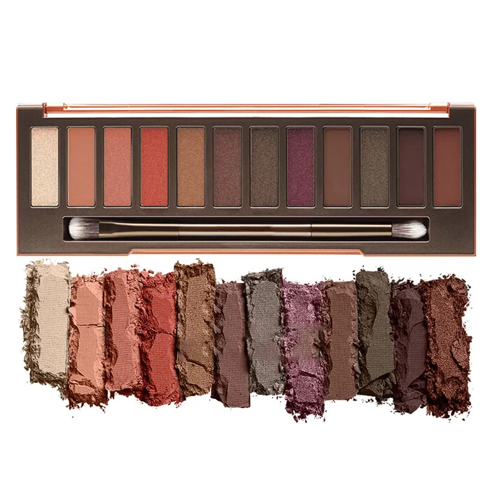 Highly Pigmented Eyeshadow Palette , 12 Colors Matte Shimmer Metallic Eyeshadow Pallet Long Lasting Blendable Natural Colors Waterproof Make Up Eye Shadows Cosmetics Gift Kit-Great for Travel (Grapefruit wIth Eyeliner)