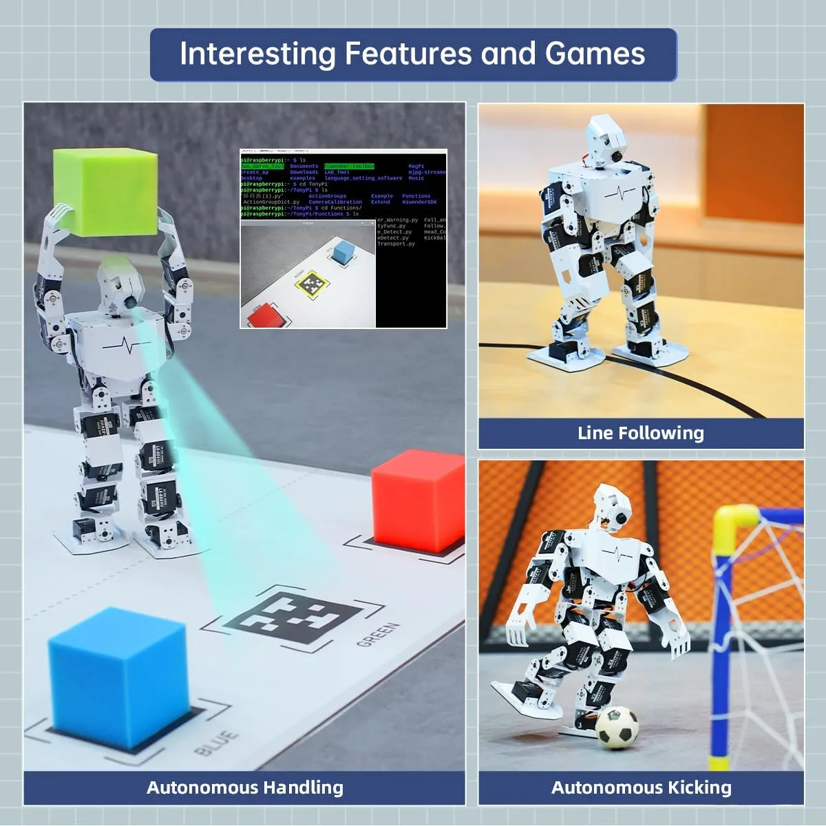 HIWONDER AI Intelligent Visual Humanoid Robot Powered by Raspberry Pi 5 8GB,DIY Robot Kits for Teens and Adults Supports App,Python Programming,PC Software (Pro Kit)