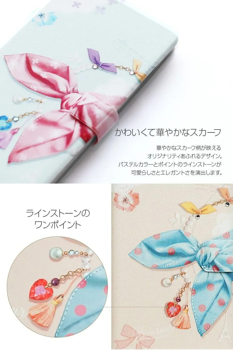 HM10273i8 iPhone Xs/X Case, Notebook Type, Dot Scarf Diary, Blue Scarf Diary, iPhone Cover, 5.8 Inch