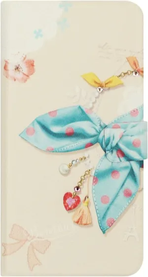 HM10273i8 iPhone Xs/X Case, Notebook Type, Dot Scarf Diary, Blue Scarf Diary, iPhone Cover, 5.8 Inch
