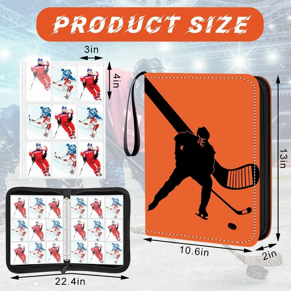 Hockey Card Binder,9-Pocket Hockey Trading Card Binder with 900 Card Sleeves Refillable Cards Album Case for Cards Collection Baseball Football Hockey Basketball Sports Cards (Hockey)