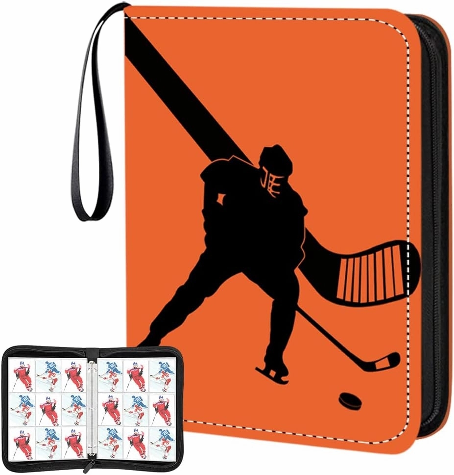 Hockey Card Binder,9-Pocket Hockey Trading Card Binder with 900 Card Sleeves Refillable Cards Album Case for Cards Collection Baseball Football Hockey Basketball Sports Cards (Hockey)