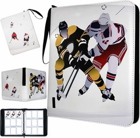 Hockey Card Binder, Trading Card Binder 9 Pocket with 50 Removable Sleeves Fits 900 Sport Cards, 3 Ring Card Holder Binder with Zipper, Collector Storage Album