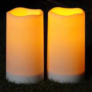 Homemory Solar Candles Outdoor Waterproof, Rechargeable Candles, Solar Powered Flameless Candles for Outdoor, Lanterns, Sensor Only, Dusk to Dawn, 3"x6", Set of 2