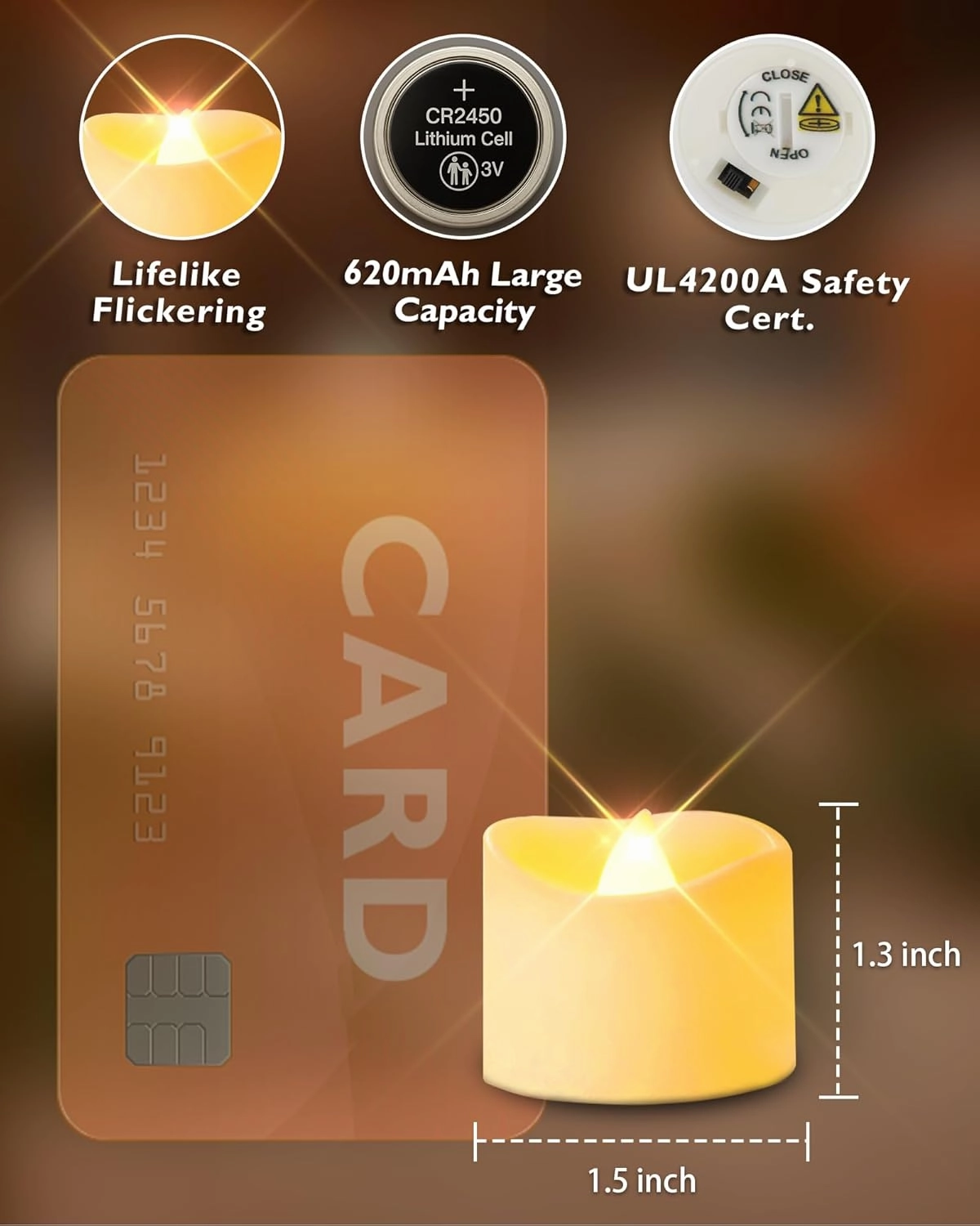 Homemory 48-Pack Novelty Flickering Flameless Tea Lights Candles, 200 Hours Battery-Operated LED Fake Candles for Wedding Table Centerpieces,Proposal,Anniversary, Ivory Base, Ø1.5'' × H1.3''