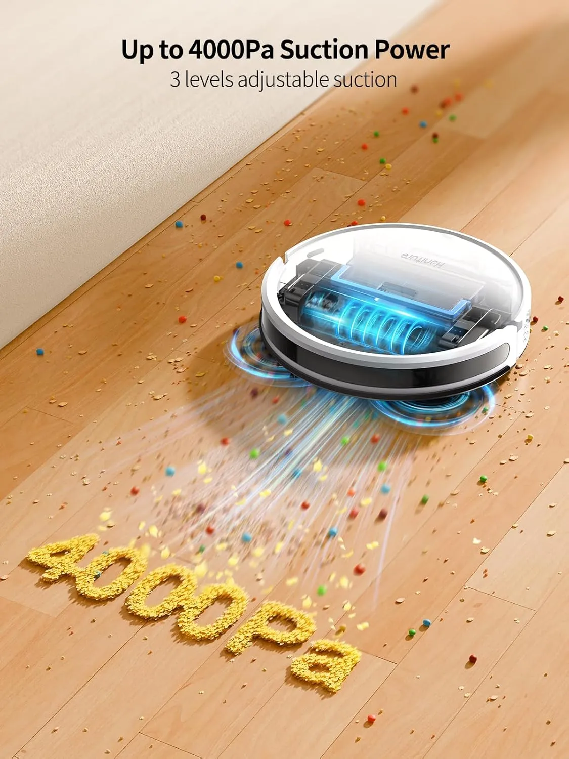 HONITURE Robot Vacuum and Mop Combo, 4000pa Strong Suction, G20 Robot Vacuum Cleaner with Self-Charging, 150Mins Max, App&Remote&Voice Control, Super-Slim, Ideal for Pet Hair