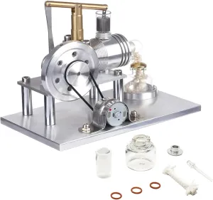 Hot Air Stirling Motor Power Generator Alpha Engine Model Educational Physics Experiment Kit(B)