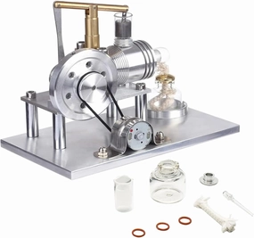 Hot Air Stirling Motor Power Generator Alpha Engine Model Educational Physics Experiment Kit(B)