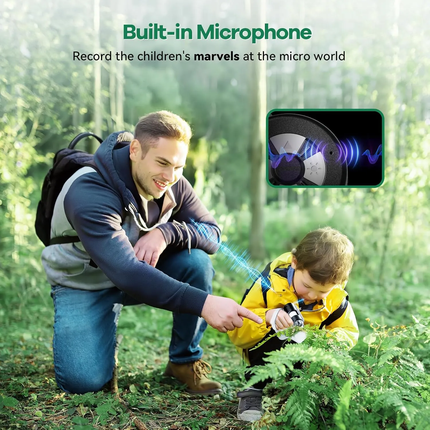 HP20 IPS Microscope for Kids: [3-in-1] [Easy and Fun] 2" Portable Handheld Microscope Miniscope, Pocket Mini Scope Educational Science Kit, Birthday Gifts for Kids, 32GB, White