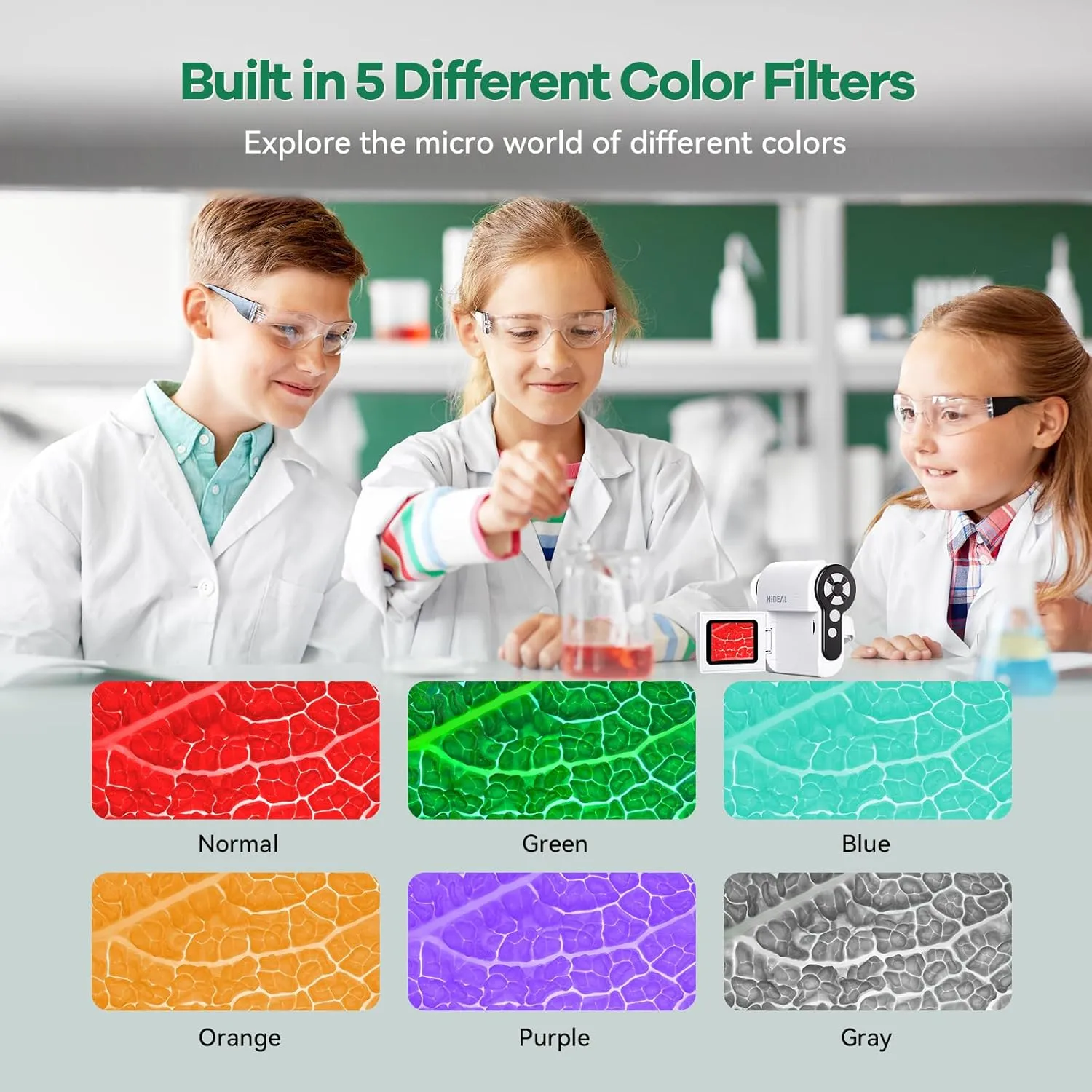 HP20 IPS Microscope for Kids: [3-in-1] [Easy and Fun] 2" Portable Handheld Microscope Miniscope, Pocket Mini Scope Educational Science Kit, Birthday Gifts for Kids, 32GB, White