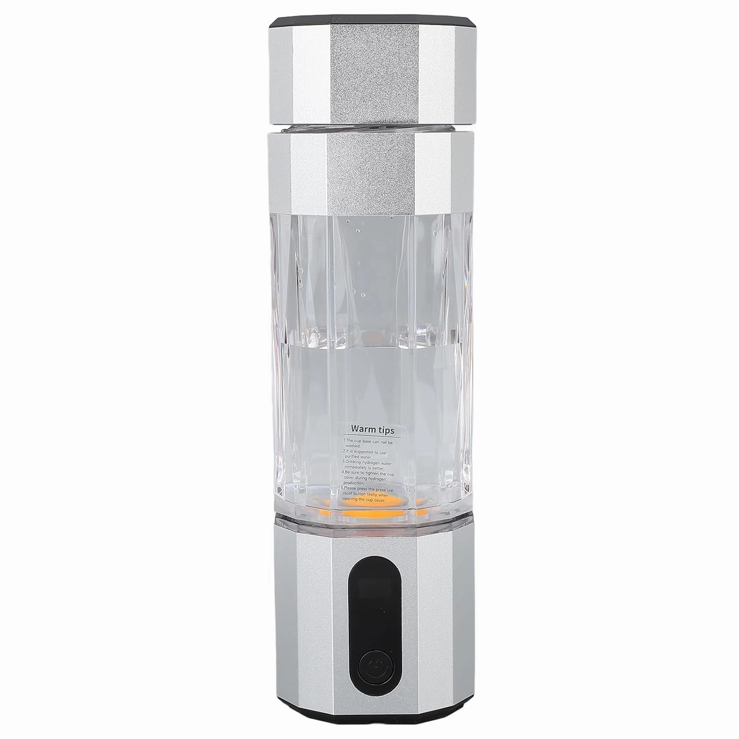 Hydrogen Water Bottle Colorful Lights 2 Gears 2 Concentrations Anti Leakage Portable Generator for Living (Silver)