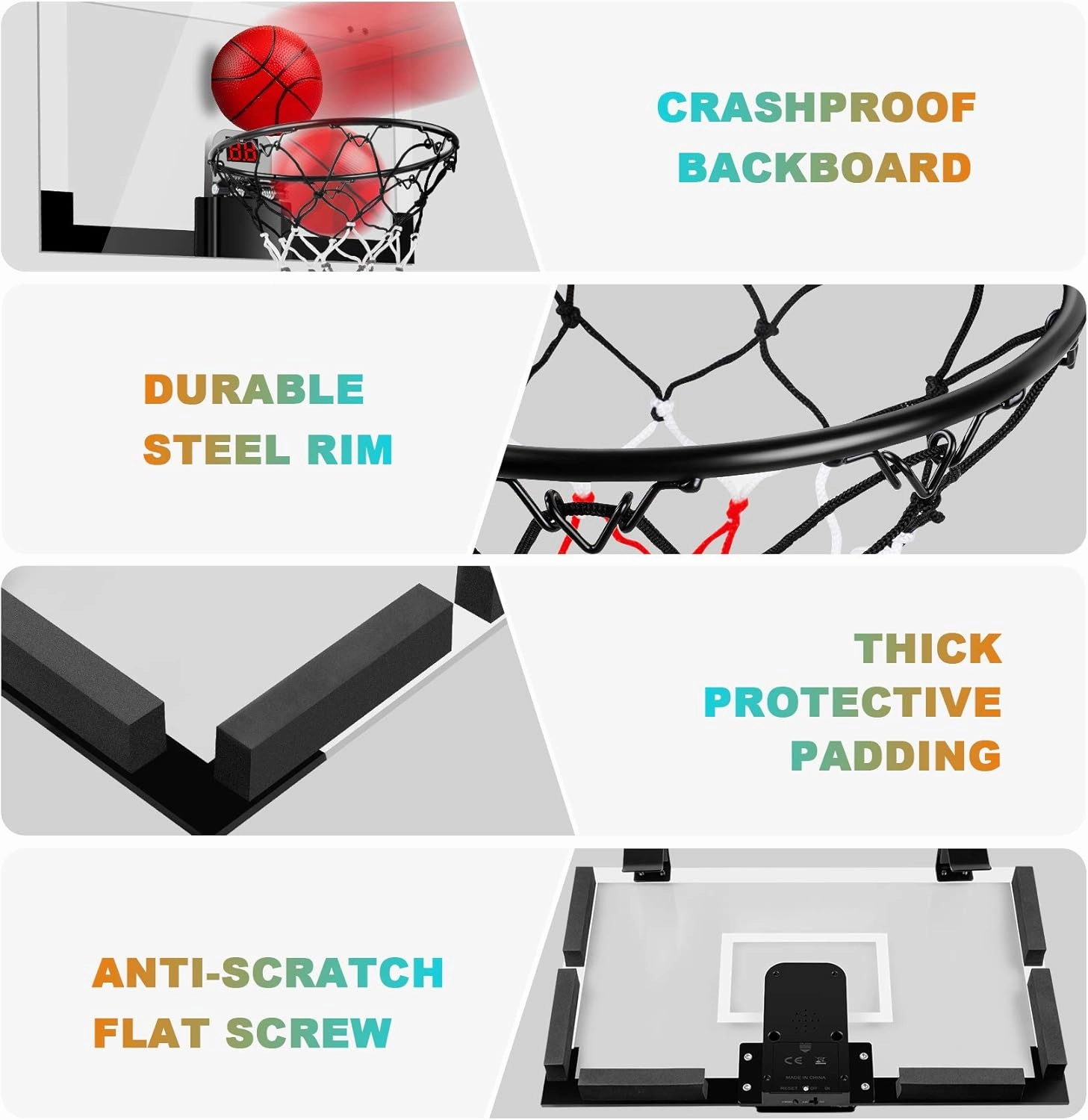 Indoor Basketball Hoop Boys Gifts for Teens and Adults Door Room Basketball Hoop Mini Hoop with Electronic Scoreboard, 3 Balls and Batteries Basketball Toys for 8 9 10 11 12