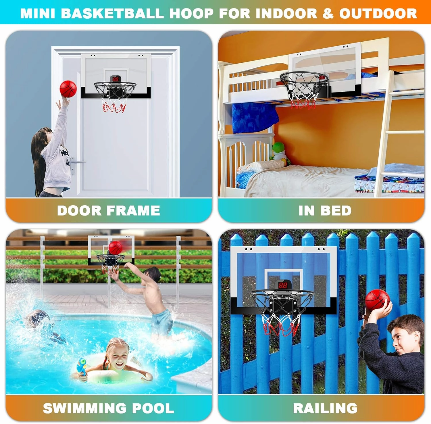 Indoor Basketball Hoop Boys Gifts for Teens and Adults Door Room Basketball Hoop Mini Hoop with Electronic Scoreboard, 3 Balls and Batteries Basketball Toys for 8 9 10 11 12