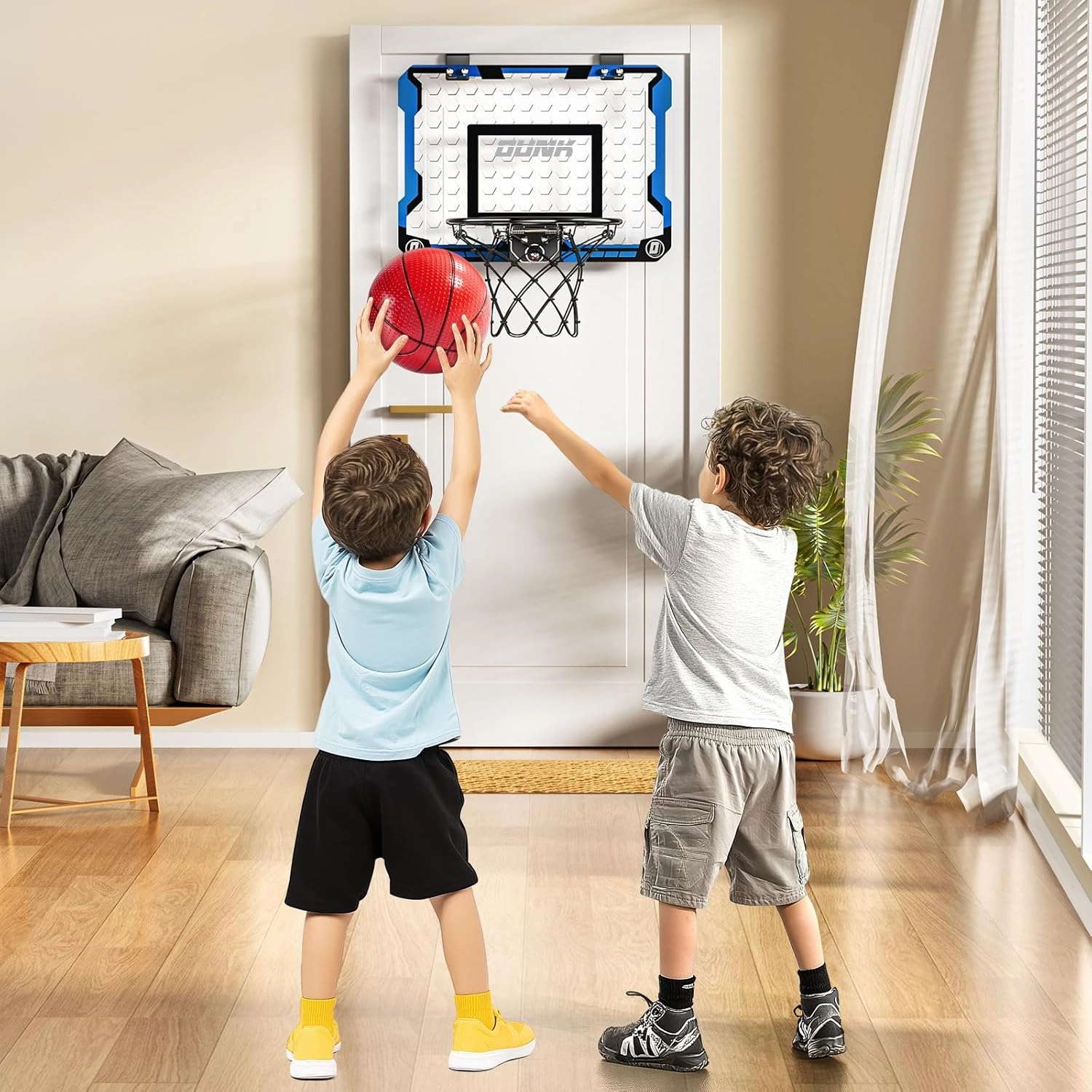 Indoor Basketball Hoop for Kids, Over The Door Mini Basketball Hoops, Mini Hoop with 4 Balls, Kids Basketball Hoop Sport Toys Gifts for 5 6 7 8 9 10 11 12  Year Old Boys