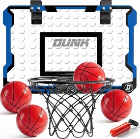 Indoor Basketball Hoop for Kids, Over The Door Mini Basketball Hoops, Mini Hoop with 4 Balls, Kids Basketball Hoop Sport Toys Gifts for 5 6 7 8 9 10 11 12  Year Old Boys