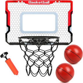 Indoor Basketball Hoop with 2 Balls & Complete Accessories, Over The Door & Mini Hoop for Kids & Adults