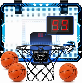 Indoor Mini Basketball Hoop for Kids - Over The Door Basketball Hoop with Balls, blue