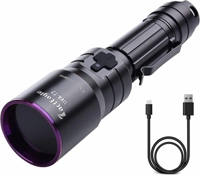 Industrial UV Flashlight 365nm UV Light Black Light UVA-T7 for NDT (Non-Destructive Testing), Resin Glue Curing, A/C Leak Detection, Rocks and Mineral Hunting
