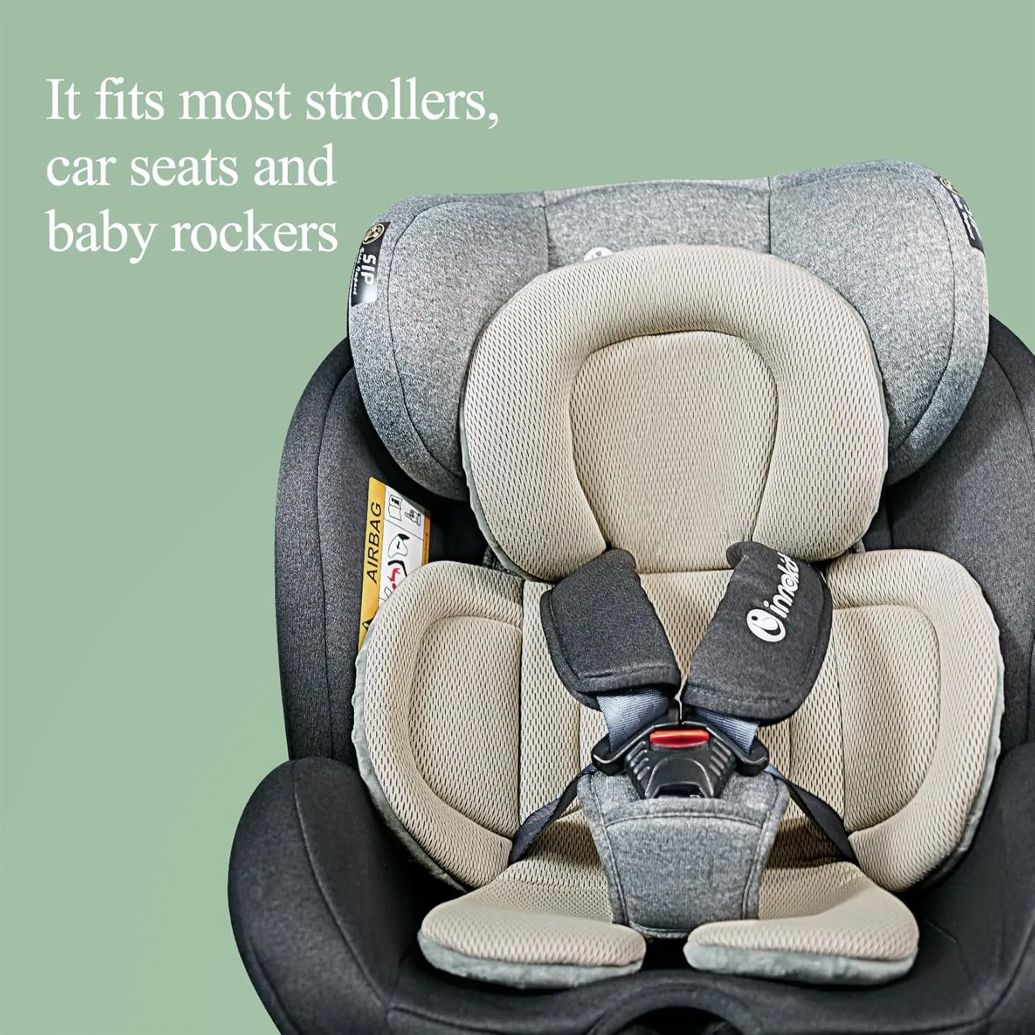 Infant Car Seat Insert, Car Seat Head and Body Supports for Babies, Soft Car Seat Insert Cushion Pad Suit for Infant Car Seats and Baby Strollers(Beige/Grey)