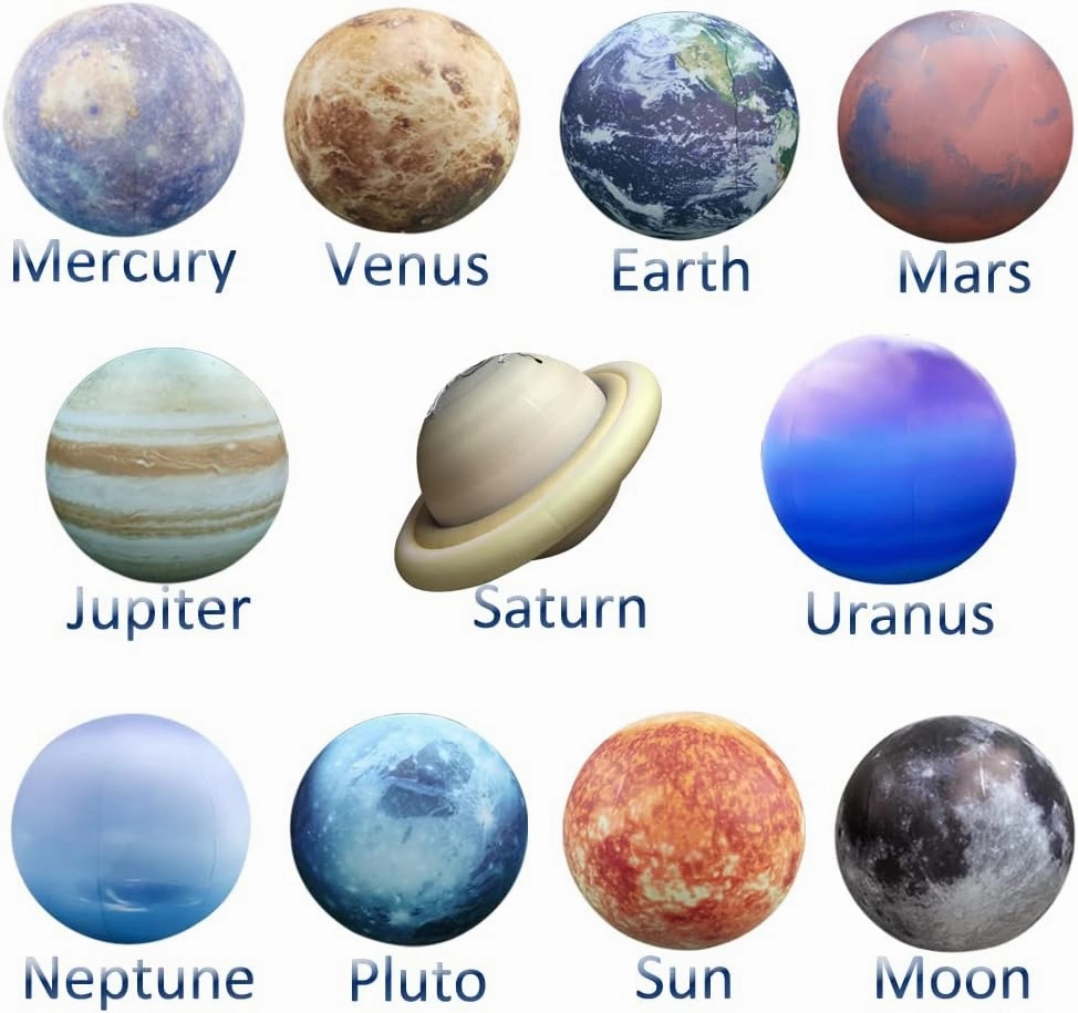 Inflatable Space Planets Solar System Set- 8 Planets  Pluto Sun and Moon-11 Pieces, Astronomy for Education Galaxy Space Theme Party Decoration (11 Balloons, 40 inches)