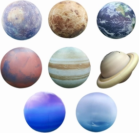 Inflatable Space Planets Solar System Set- 8 Planets  Pluto Sun and Moon-11 Pieces, Astronomy for Education Galaxy Space Theme Party Decoration (8 Balloons, 40 inches)