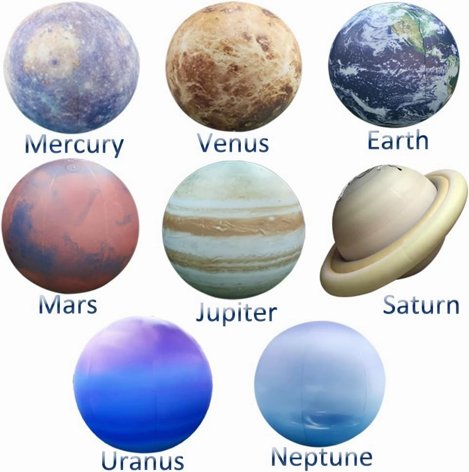Inflatable Space Planets Solar System Set- 8 Planets  Pluto Sun and Moon-11 Pieces, Astronomy for Education Galaxy Space Theme Party Decoration (8 Balloons, 40 inches)