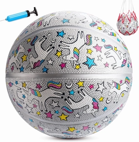INPODAK Size 5 Basketball for Kids, Outdoor Basketball 27.5 Inch, Indoor Sport Ball with Pump and Mesh Bag, for Girls Boys Youth Birthdays, Christmas, Back-to-School and Parties