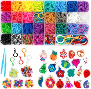 Inscraft 2600  Loom Bands Set: Colorful Rubber Bands in 28 Colors with Container, 100 Clips, 152 Beads, 20 Pendant, 5 Backpack Hooks, 1 Instruction, Bracelet Making Refill Kit for Kids…