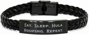 Inspire Hula Hooping Gifts, Eat. Sleep. Hula Hooping, Perfect Birthday Braided Leather Bracelet Gifts For Friends From Friends, Exercise Hoop, Fitness Hoop, Workout Hoop, Sports Hoop, Toy Hoop