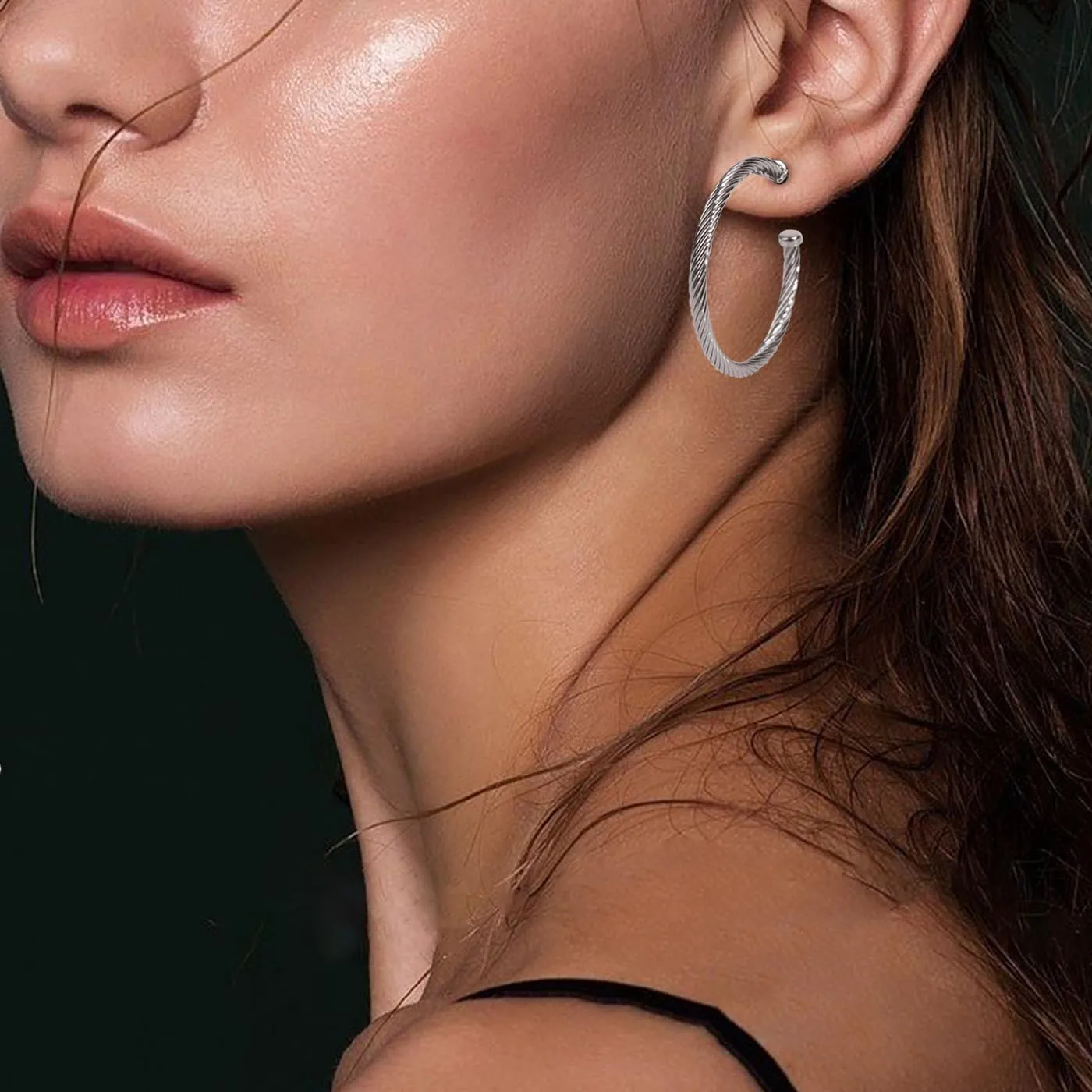 Inspired Designer Twisted Hoop Earrings for Women Fashion Jewelry Cable Wire Half Hoop Earrings for Women Gift