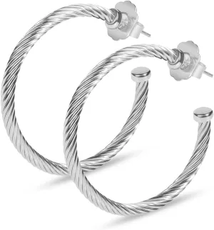 Inspired Designer Twisted Hoop Earrings for Women Fashion Jewelry Cable Wire Half Hoop Earrings for Women Gift
