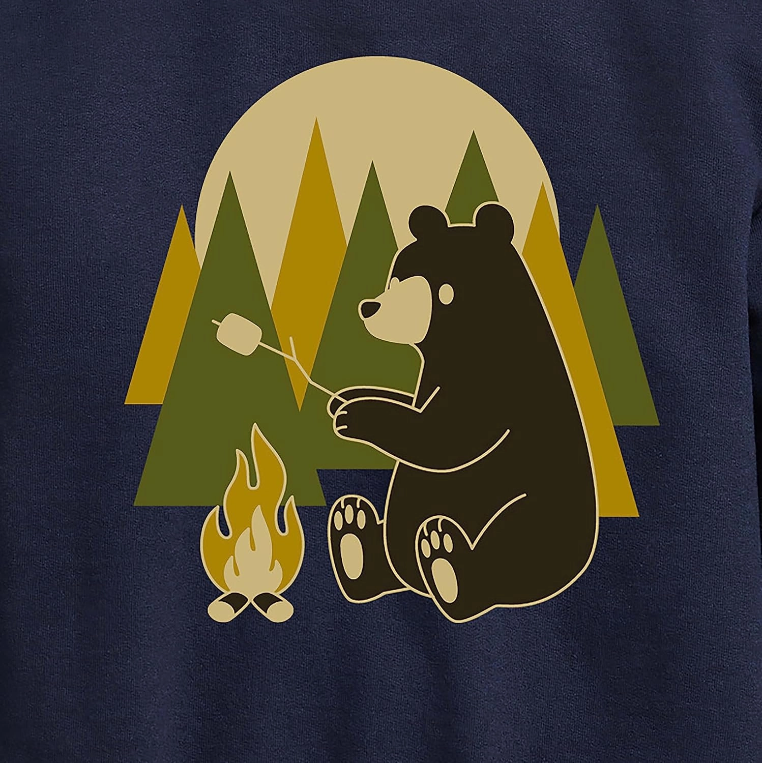 Instant Message - Bear Roasting Marshmallows - Toddler & Youth Crewneck Fleece Sweatshirt