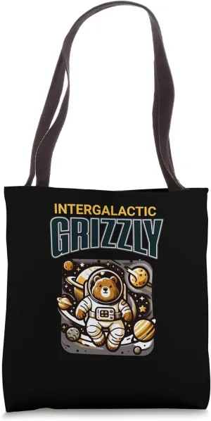 Intergalactic Grizzly Bear Astronaut in Outer Space Tote Bag