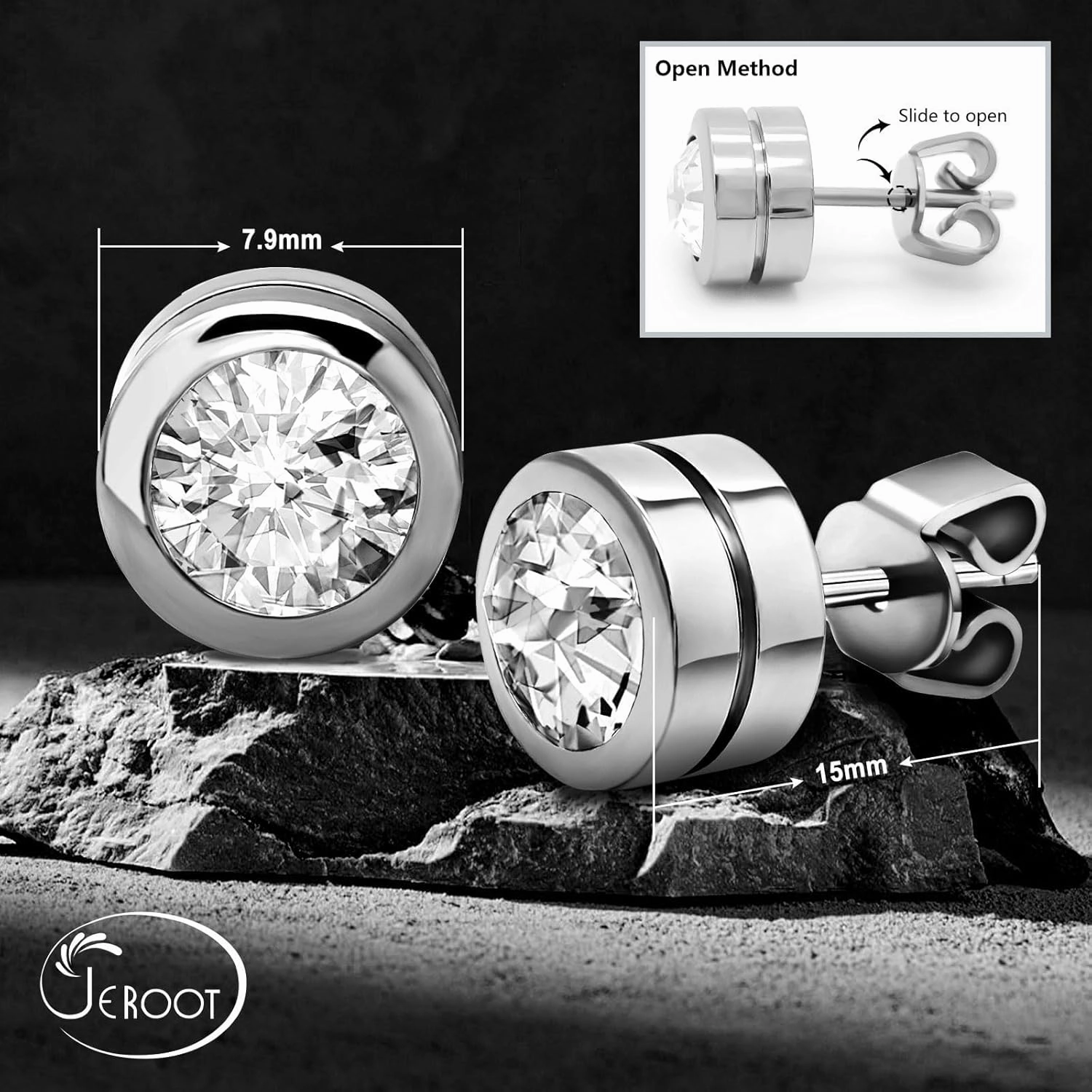 JEROOT Titanium Magnetic Earrings for Women, Pure Titanium Earrings for Sensitive Ears, 1 Pair Women's Ear Studs for Jewelry Gift