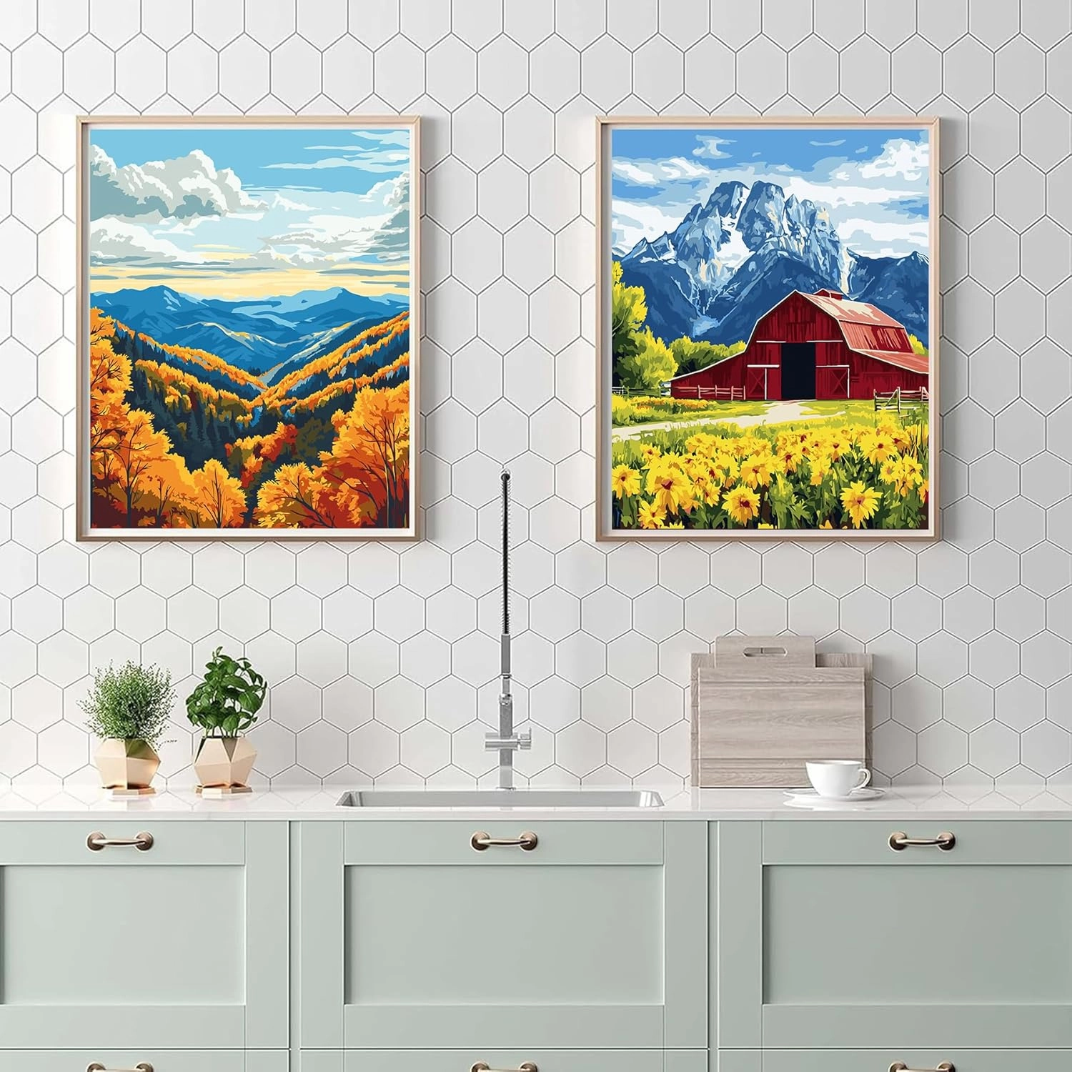 Jethami 2 Pack Great Smoky Mountains National Park Paint by Numbers Kit for Adults Easy, Natural Landscape Wander Painting National Parks at Home Canvas Art kit for Beginner Seniors 16x20 in