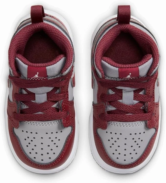 Jordan Toddler Air Jordan 1 Mid Retro Basketball Shoes Cherrywood Red Cement Grey White Sneakers