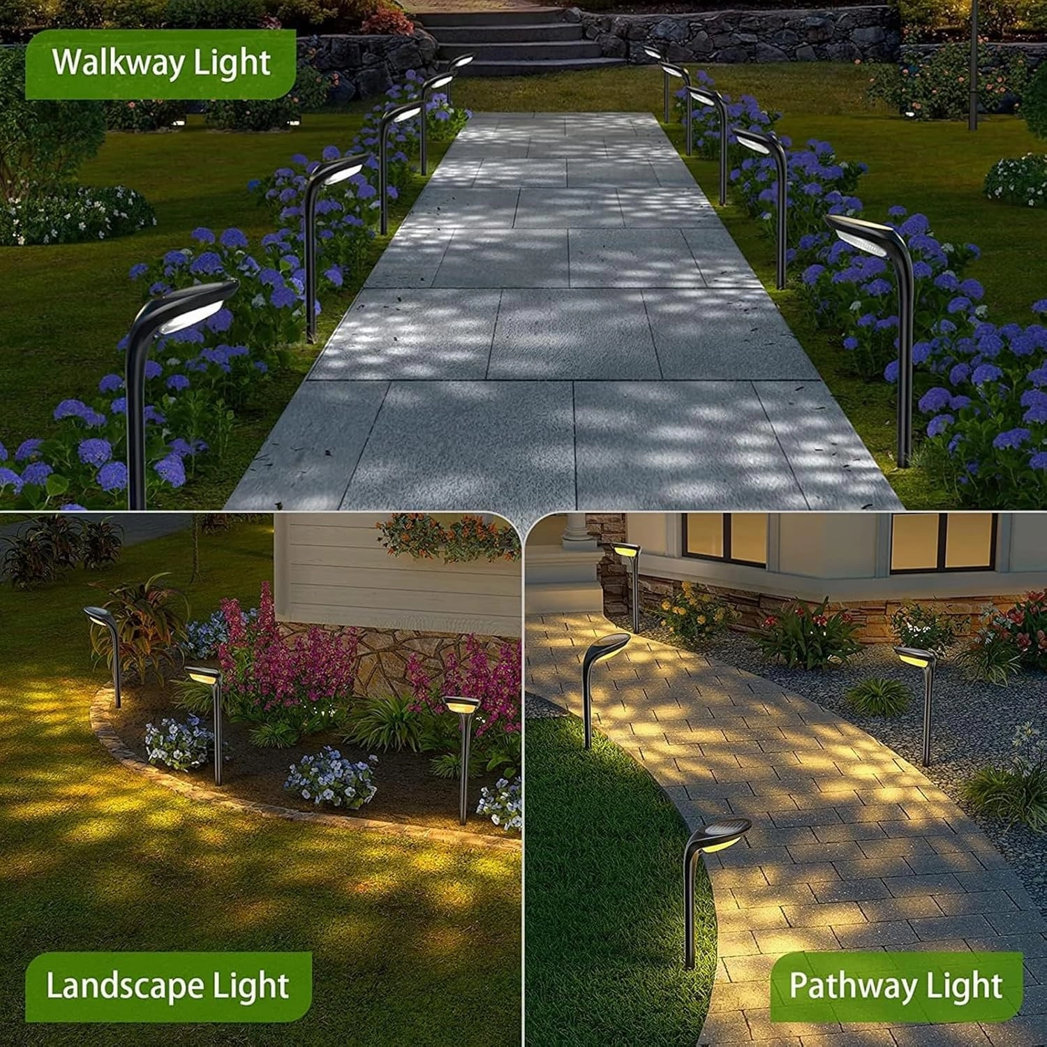 JSOT 6 Pack Solar Lights for Outside Garden Decor, IP65 Waterproof Solar Landscape Outdoor Lighting for Pathway Walkway Driveway Backyard Decoration (Cool/Warm White)