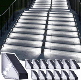 JSOT Solar Step Stair Lights Outdoor Waterproof for Yard Lighting Decor, 14 Pack Solar Powered Deck Fence Lights Outside, Solar Garden Light for Backyard, Front Porch Step, Balcony, Wall, Patio