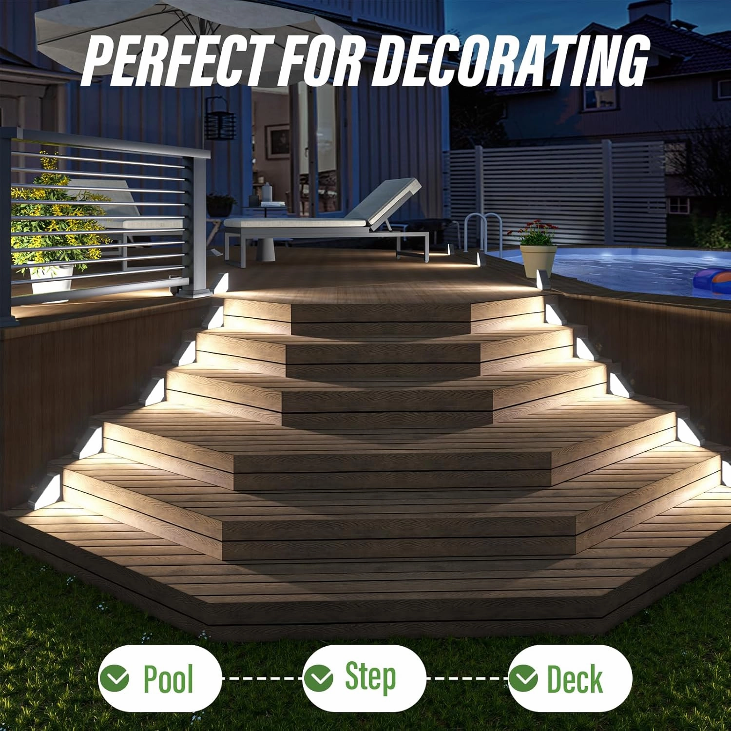 JSOT Solar Step Stair Lights Outdoor Waterproof for Yard Lighting Decor, 14 Pack Solar Powered Deck Fence Lights Outside, Solar Garden Light for Backyard, Front Porch Step, Balcony, Wall, Patio