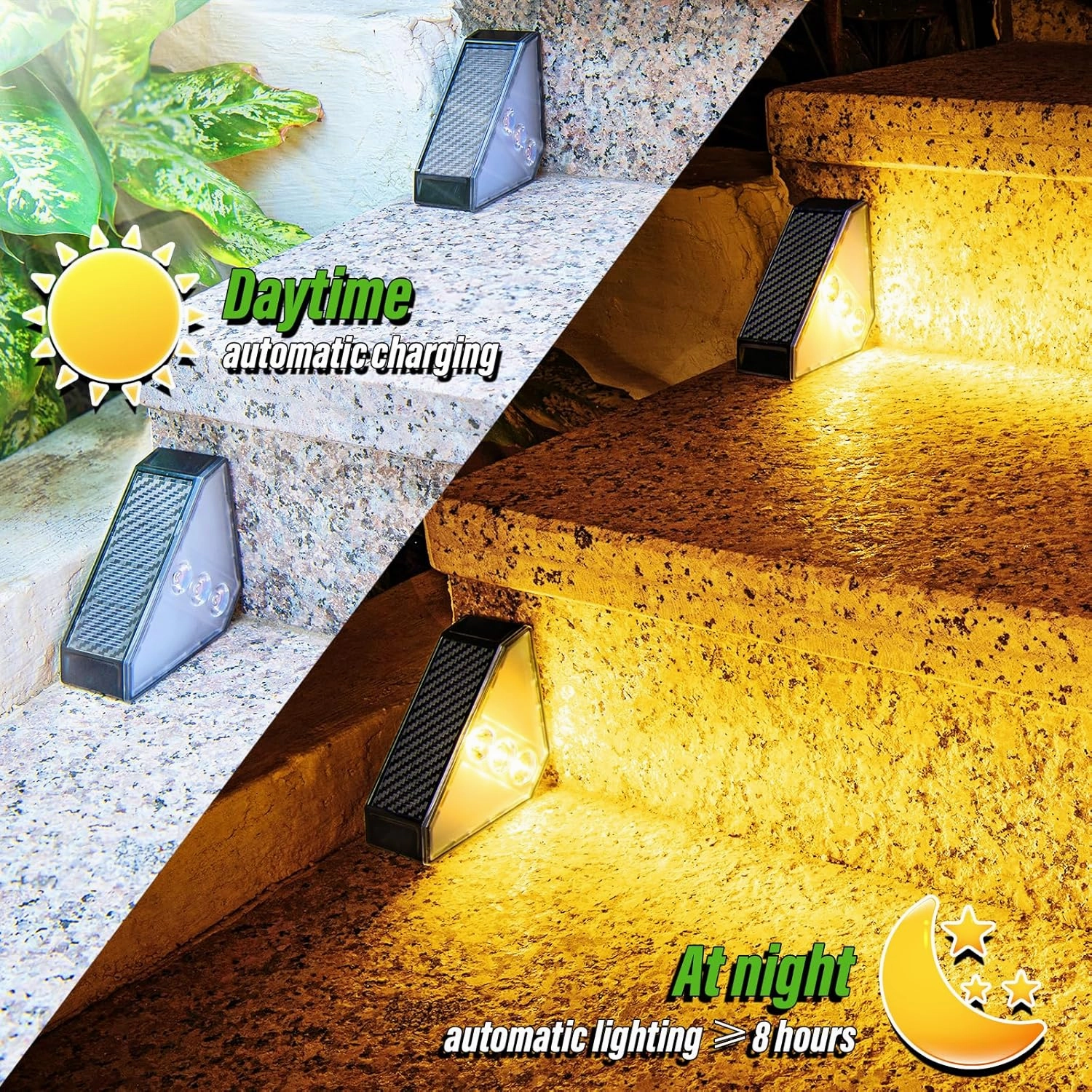 JSOT Solar Step Stair Lights Outdoor Yard Decor 12 Pack, IP65 Waterproof Deck Lighting for Outside Solar Powered, Solar Garden Light Decor for Fence, Backyard, Front Porch Step, Balcony, Wall, Patio