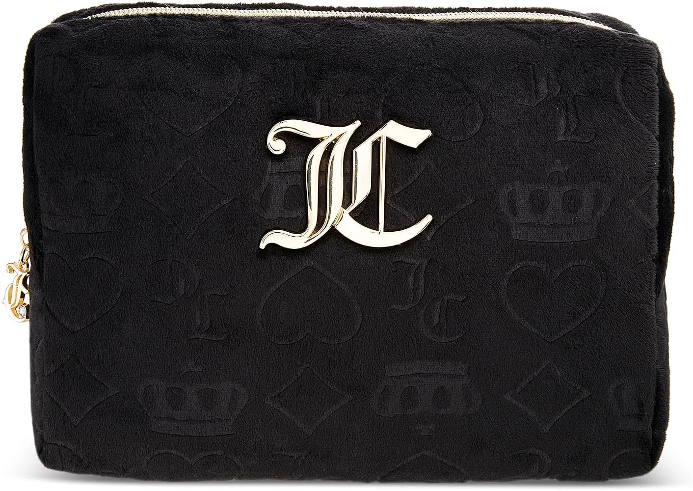 Juicy Couture Women's Cosmetics Bag - Travel Makeup and Toiletries Clutch Wedge Pouch, Black