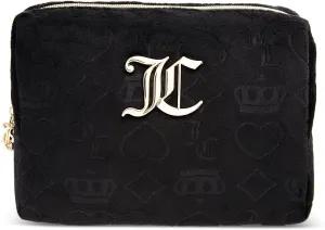 Juicy Couture Women's Cosmetics Bag - Travel Makeup and Toiletries Clutch Wedge Pouch, Black