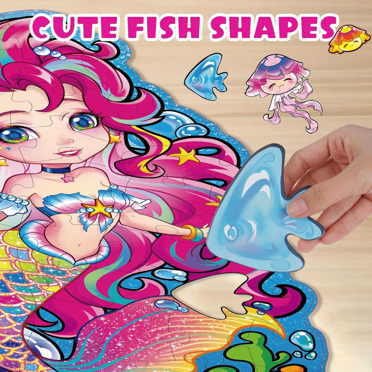 Jumbo Mermaid Floor Puzzle for Kids Ages 6-8 Year Old, Large Toddler Puzzle for Girls Ages 6 7 8 Year Old, Mermaid Girl Gift and Educational Toy for Birthday and Christmas