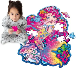 Jumbo Mermaid Floor Puzzle for Kids Ages 6-8 Year Old, Large Toddler Puzzle for Girls Ages 6 7 8 Year Old, Mermaid Girl Gift and Educational Toy for Birthday and Christmas